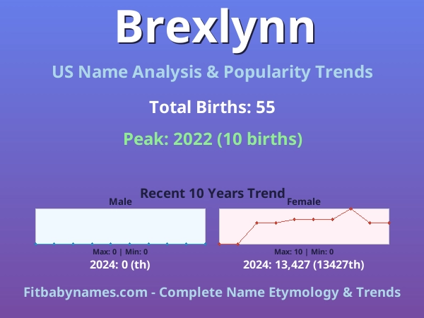 Infographic: Brexlynn name meaning, origin, and popularity trends in the United States (US baby name analysis chart)