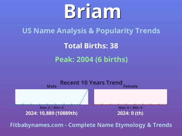Infographic: Briam name meaning, origin, and popularity trends in the United States (US baby name analysis chart)