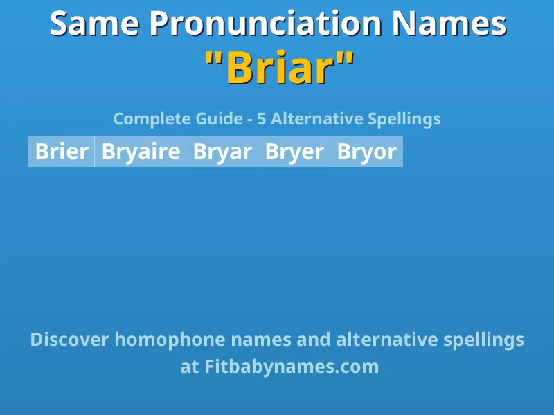 Infographic: Briar same pronunciation names, similar names, and homophone names