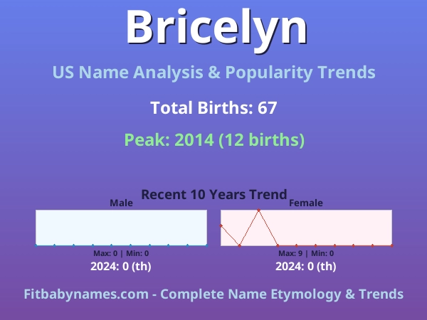 Infographic: Bricelyn name meaning, origin, and popularity trends in the United States (US baby name analysis chart)
