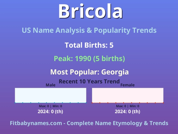 Infographic: Bricola name meaning, origin, and popularity trends in the United States (US baby name analysis chart)
