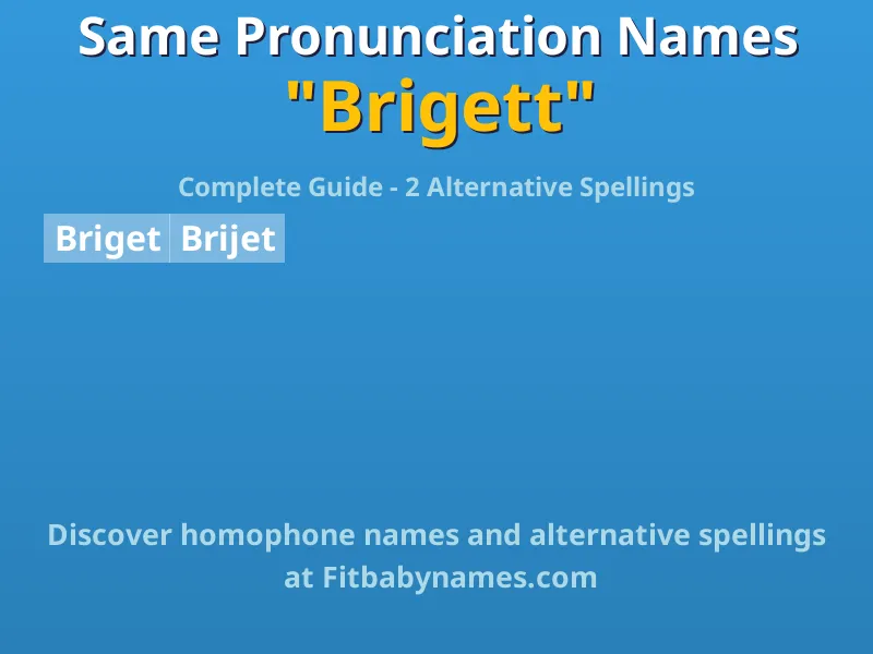 Infographic: Brigett same pronunciation names, similar names, and homophone names