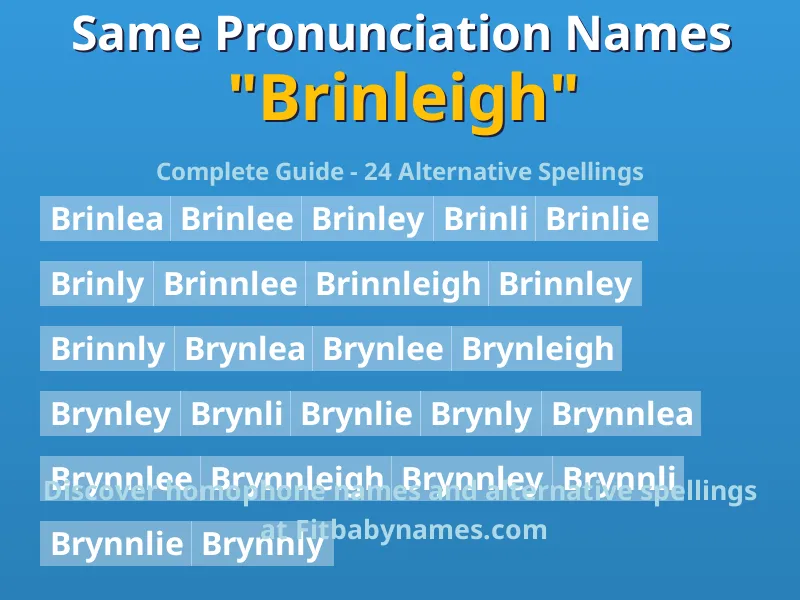Infographic: Brinleigh same pronunciation names, similar names, and homophone names