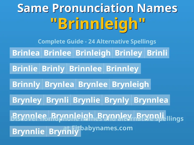 Infographic: Brinnleigh same pronunciation names, similar names, and homophone names