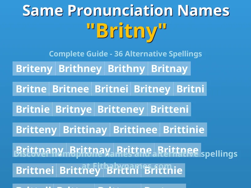 Infographic: Britny same pronunciation names, similar names, and homophone names