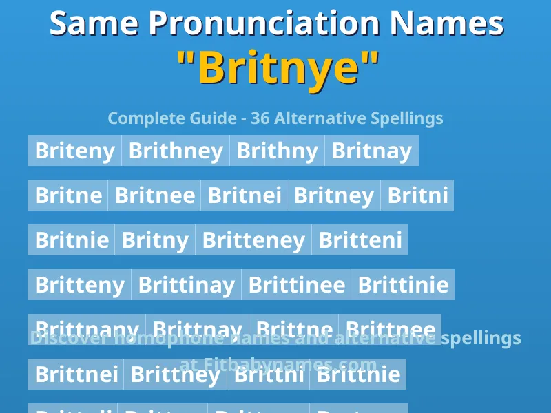 Infographic: Britnye same pronunciation names, similar names, and homophone names