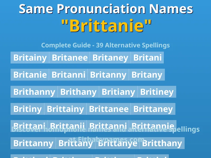 Infographic: Brittanie same pronunciation names, similar names, and homophone names