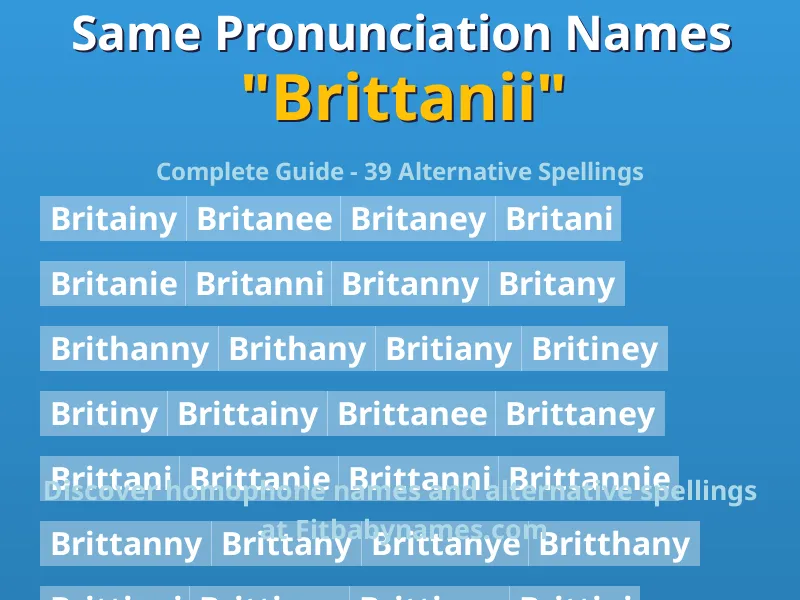 Infographic: Brittanii same pronunciation names, similar names, and homophone names