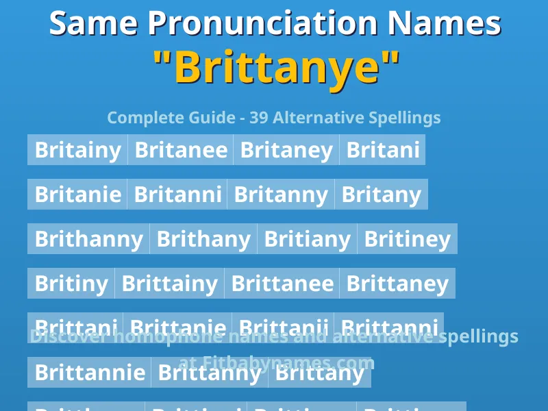 Infographic: Brittanye same pronunciation names, similar names, and homophone names