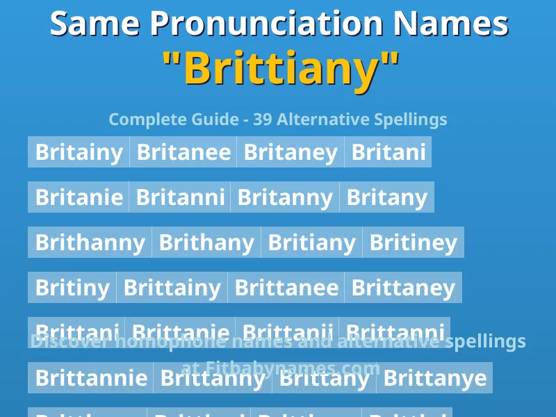 Infographic: Brittiany same pronunciation names, similar names, and homophone names