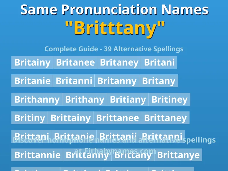 Infographic: Britttany same pronunciation names, similar names, and homophone names