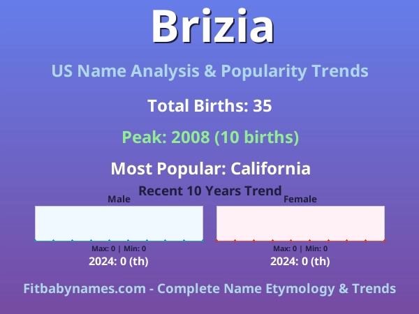 Infographic: Brizia name meaning, origin, and popularity trends in the United States (US baby name analysis chart)
