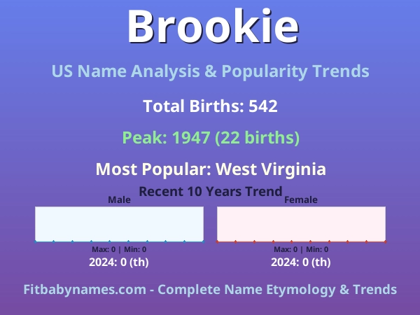 Infographic: Brookie name meaning, origin, and popularity trends in the United States (US baby name analysis chart)