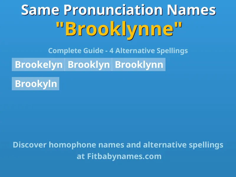 Infographic: Brooklynne same pronunciation names, similar names, and homophone names
