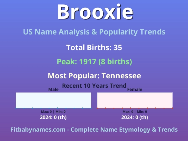 Infographic: Brooxie name meaning, origin, and popularity trends in the United States (US baby name analysis chart)