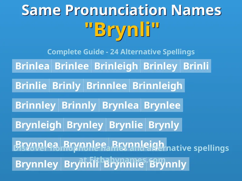 Infographic: Brynli same pronunciation names, similar names, and homophone names