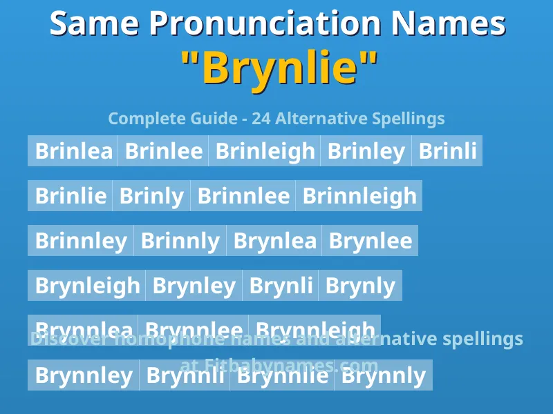 Infographic: Brynlie same pronunciation names, similar names, and homophone names