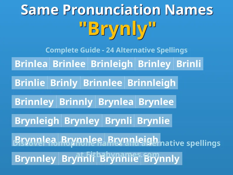 Infographic: Brynly same pronunciation names, similar names, and homophone names
