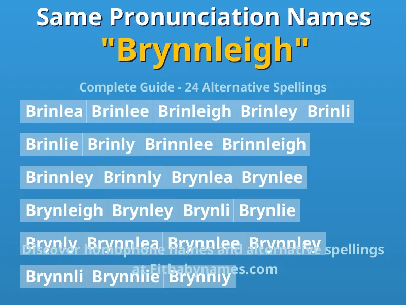 Infographic: Brynnleigh same pronunciation names, similar names, and homophone names