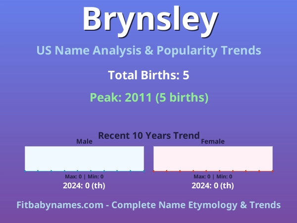 Infographic: Brynsley name meaning, origin, and popularity trends in the United States (US baby name analysis chart)