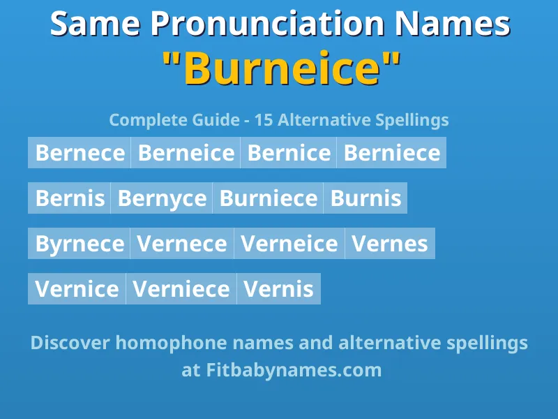 Infographic: Burneice same pronunciation names, similar names, and homophone names