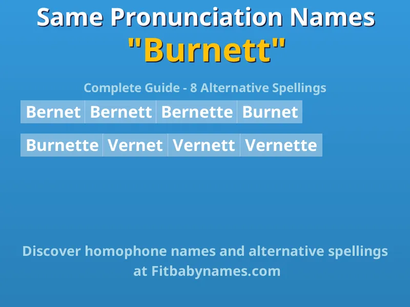 Infographic: Burnett same pronunciation names, similar names, and homophone names