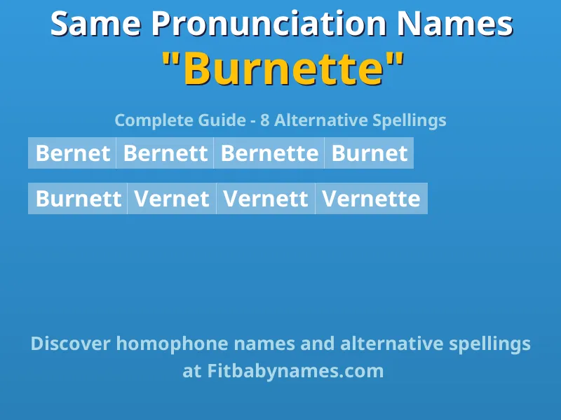 Infographic: Burnette same pronunciation names, similar names, and homophone names
