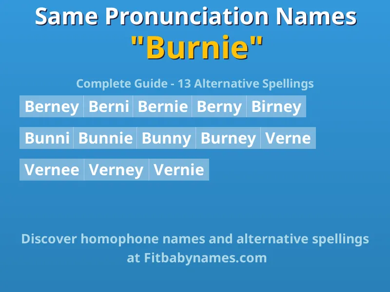Infographic: Burnie same pronunciation names, similar names, and homophone names