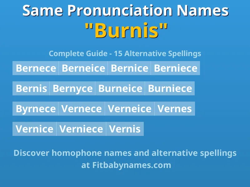 Infographic: Burnis same pronunciation names, similar names, and homophone names