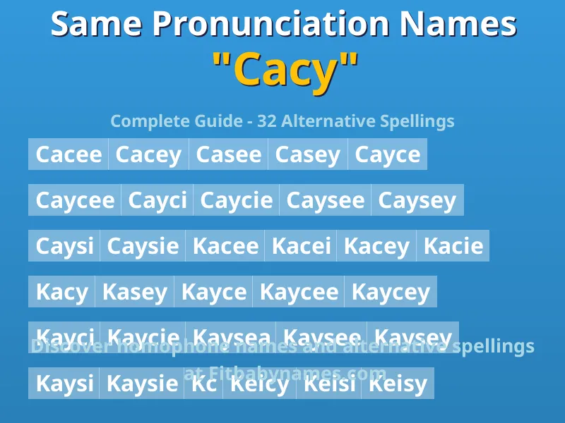 Infographic: Cacy same pronunciation names, similar names, and homophone names