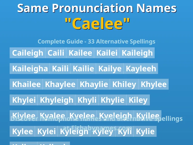 Infographic: Caelee same pronunciation names, similar names, and homophone names