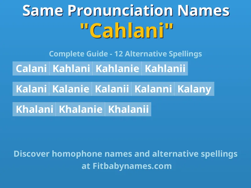 Infographic: Cahlani same pronunciation names, similar names, and homophone names