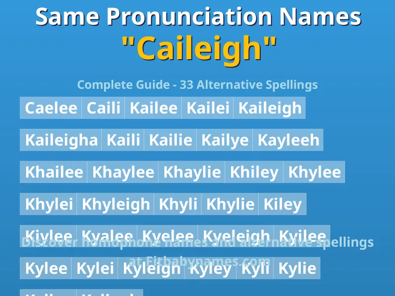 Infographic: Caileigh same pronunciation names, similar names, and homophone names