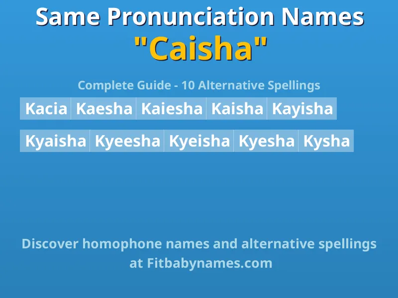 Infographic: Caisha same pronunciation names, similar names, and homophone names
