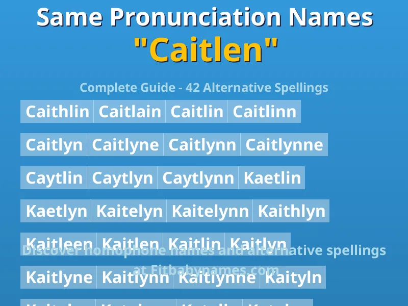Infographic: Caitlen same pronunciation names, similar names, and homophone names