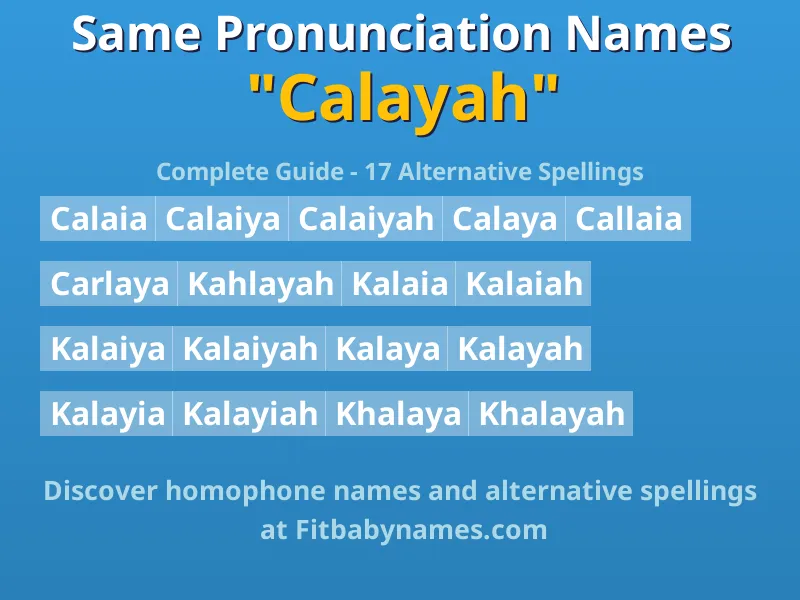 Infographic: Calayah same pronunciation names, similar names, and homophone names