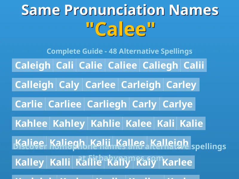 Infographic: Calee same pronunciation names, similar names, and homophone names