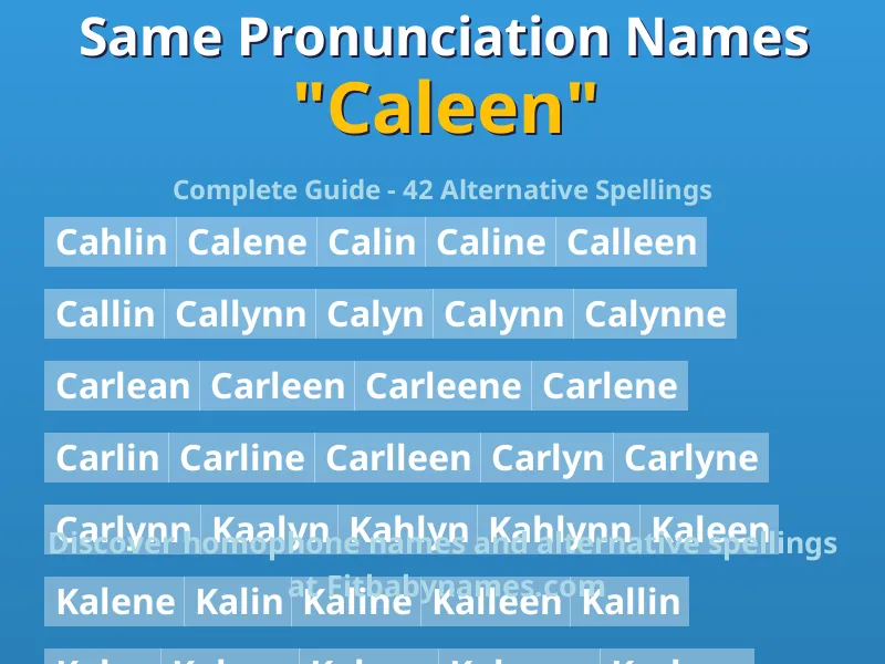Infographic: Caleen same pronunciation names, similar names, and homophone names