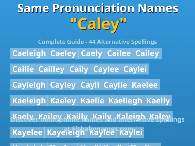 Infographic: Caley same pronunciation names, similar names, and homophone names