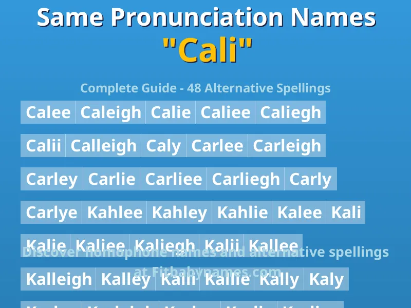 Infographic: Cali same pronunciation names, similar names, and homophone names