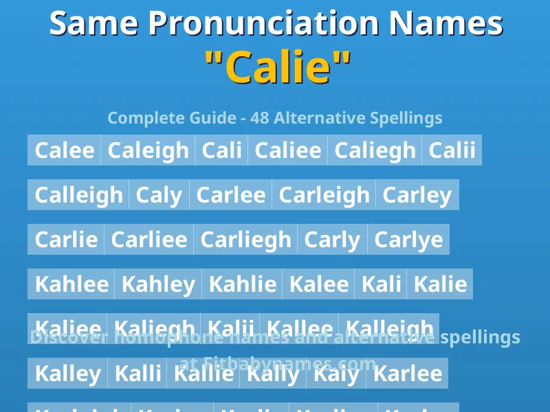Infographic: Calie same pronunciation names, similar names, and homophone names
