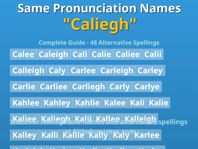 Infographic: Caliegh same pronunciation names, similar names, and homophone names