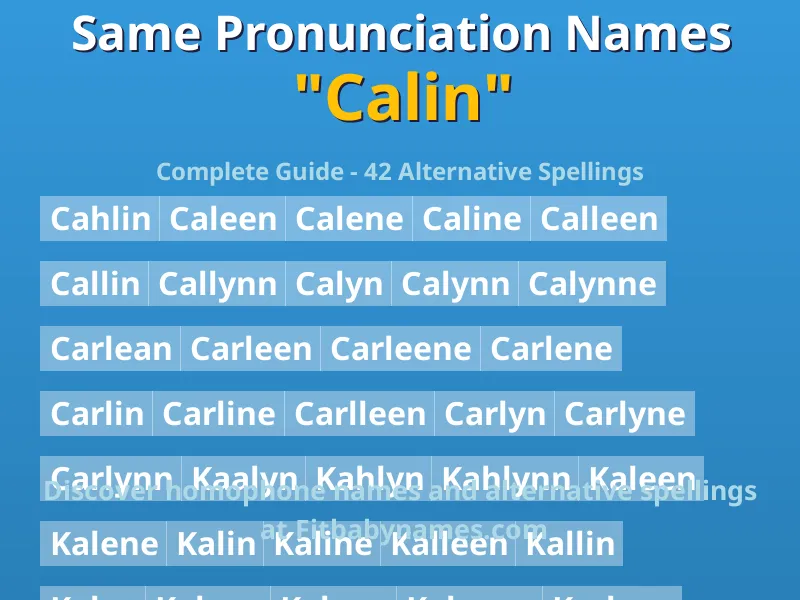 Infographic: Calin same pronunciation names, similar names, and homophone names