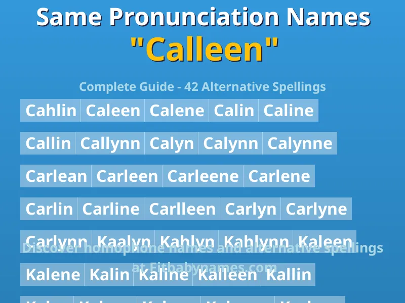Infographic: Calleen same pronunciation names, similar names, and homophone names