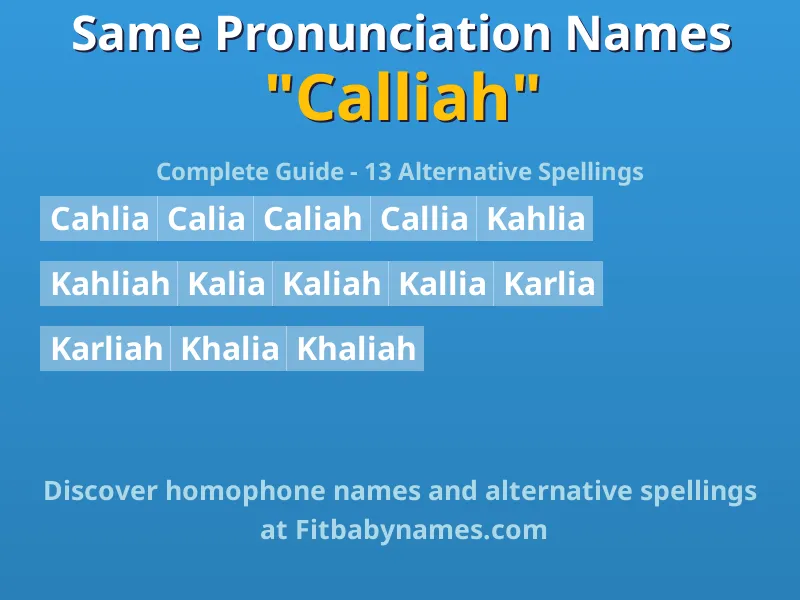 Infographic: Calliah same pronunciation names, similar names, and homophone names