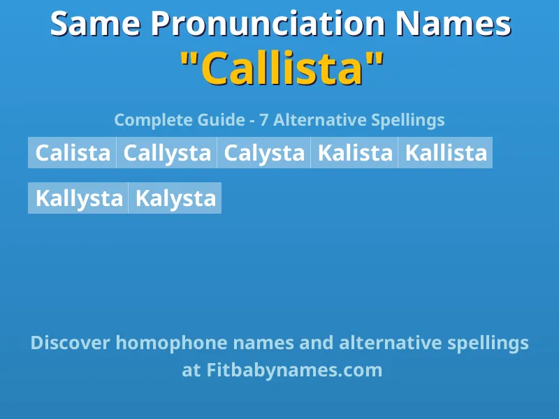 Infographic: Callista same pronunciation names, similar names, and homophone names