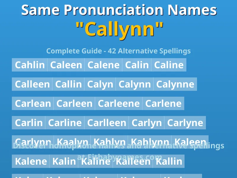 Infographic: Callynn same pronunciation names, similar names, and homophone names