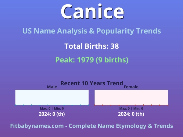 Infographic: Canice name meaning, origin, and popularity trends in the United States (US baby name analysis chart)