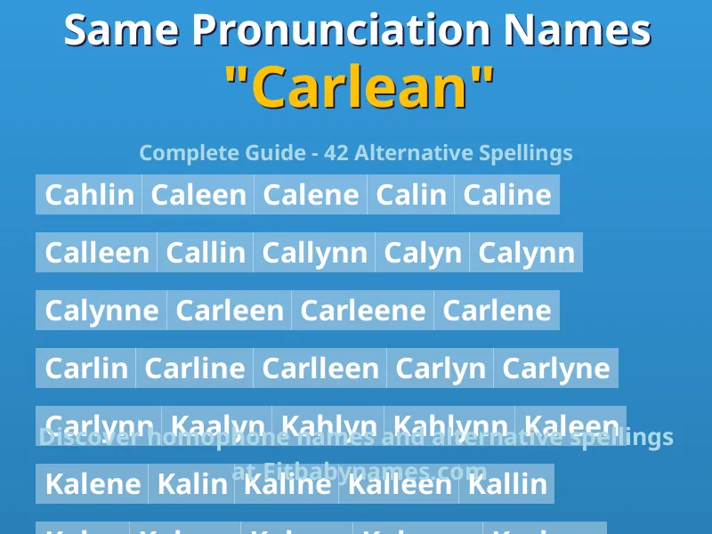 Infographic: Carlean same pronunciation names, similar names, and homophone names
