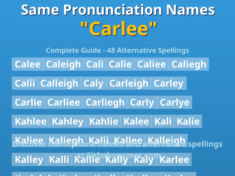 Infographic: Carlee same pronunciation names, similar names, and homophone names